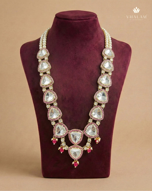 Groom Pink Triangle Kundan Wagh Nakh Dual Mala