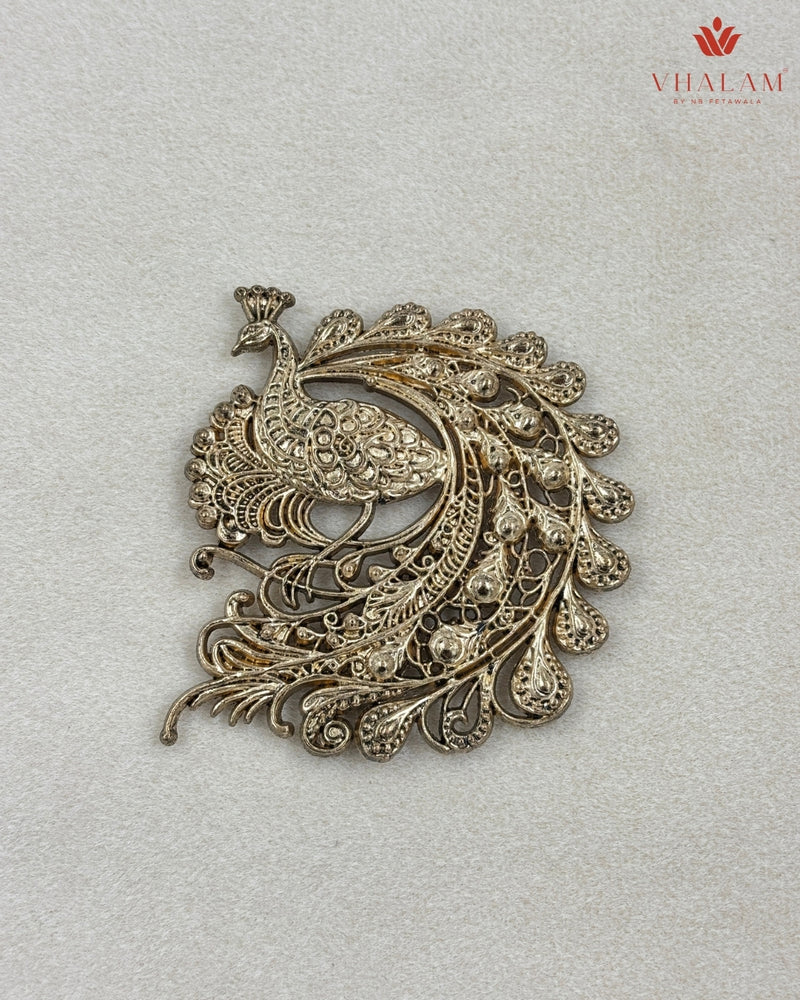 Heritage Peacock Gold Button & Brooch Set