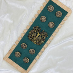 Shahi Hiran Antique Gold Heritage Brooch & Button Set