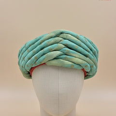 Pastel Mint Green & Gold Dotted Rajasthani Pagdi