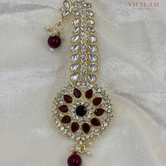 Regal Round Ruby Kundan Turban Brooch