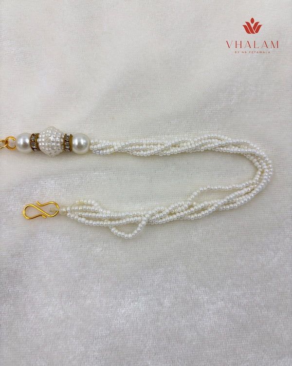 Royal Crystal Floral Turban Brooch With Pearl Strings