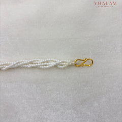 Royal White Polki Work Turban Brooch with Pearl Strings