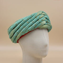Pastel Mint Green & Gold Dotted Rajasthani Pagdi