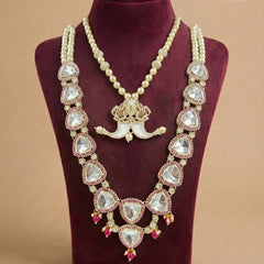 Groom Pink Triangle Kundan Wagh Nakh Dual Mala