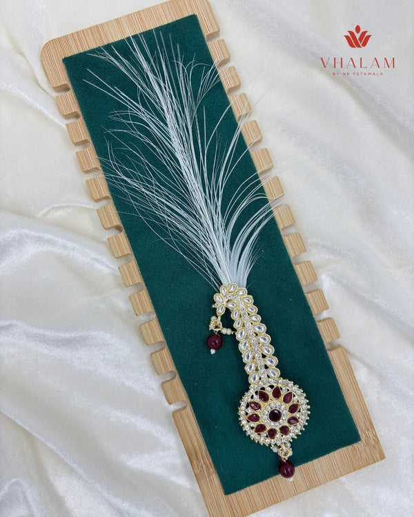 Regal Round Ruby Kundan Turban Brooch