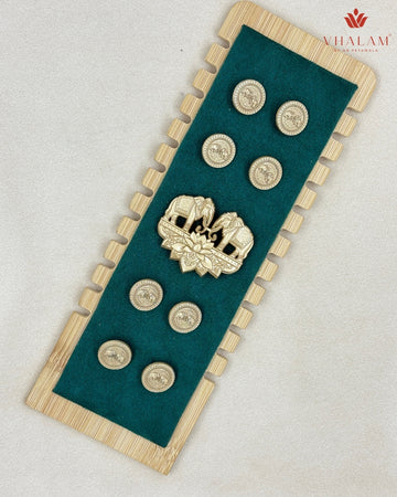 Heritage Filigree Elephant Gold Button & Brooch Set
