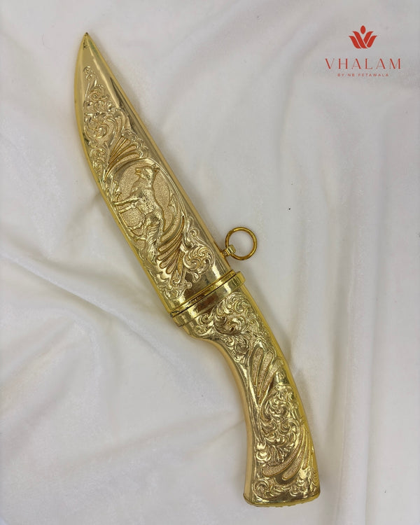 Golden Embossed Royal Groom Katar with Intricate Carving