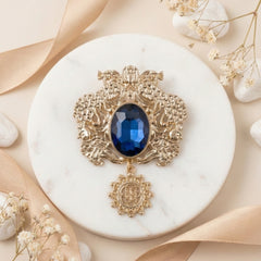 Imperial Shield Sapphire & Gold Brooch