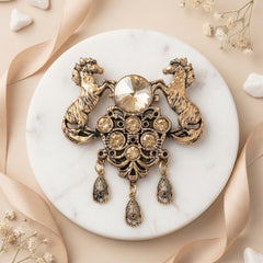 Imperial Stallion Antique Gold Shield Brooch