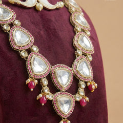 Groom Pink Triangle Kundan Wagh Nakh Dual Mala