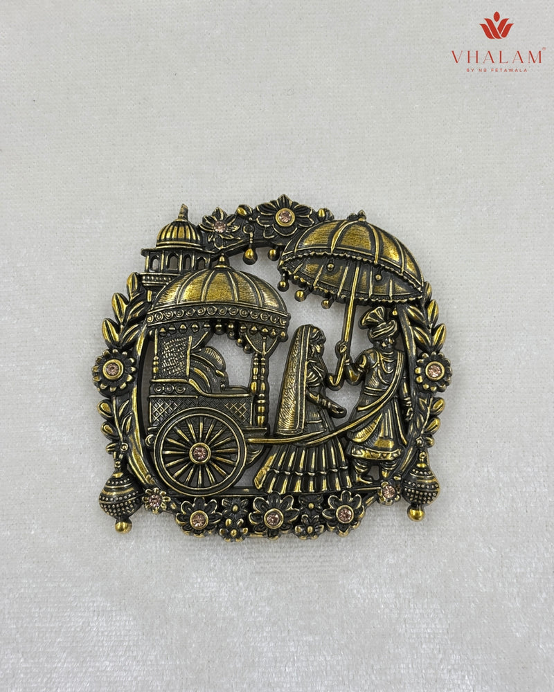 Shahi Barat Antique Gold Heritage Brooch & Button Set