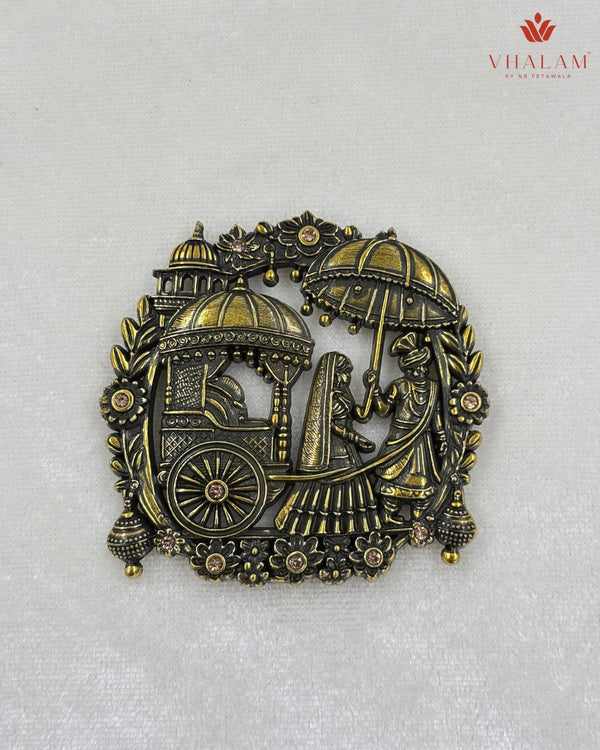 Shahi Barat Antique Gold Heritage Brooch & Button Set