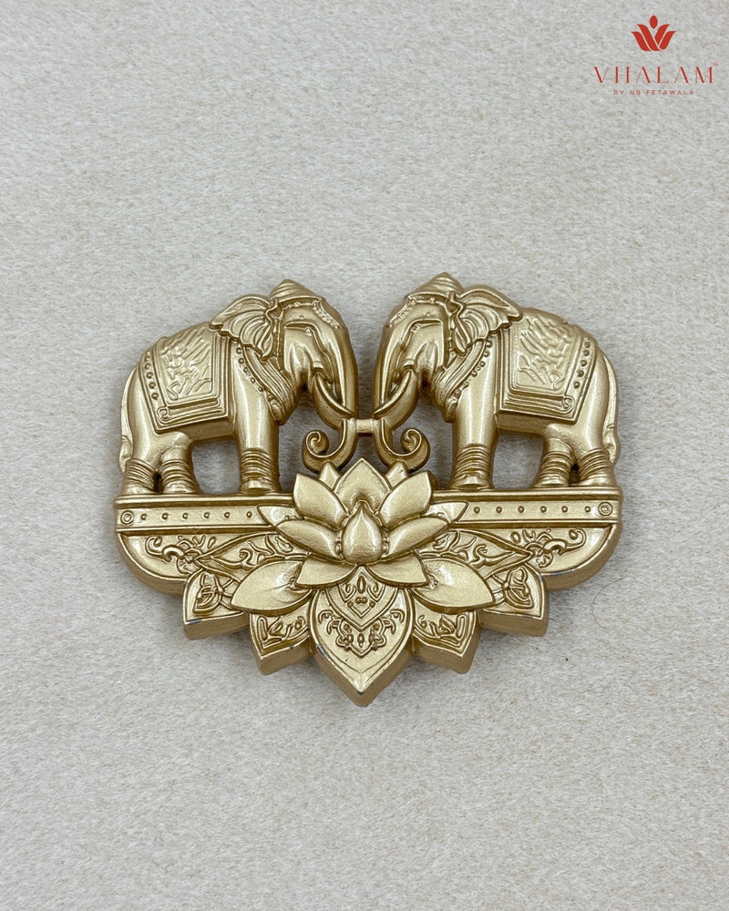 Heritage Filigree Elephant Gold Button & Brooch Set
