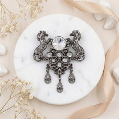 Imperial Stallion Gunmetal Shield Brooch