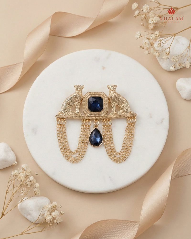 Imperial Panther Sapphire & Gold Brooch