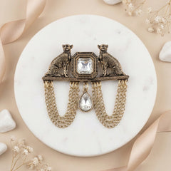 Imperial Panther Crystal & Antique Gold Brooch