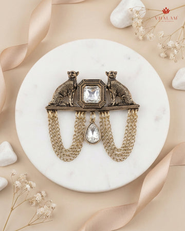 Imperial Panther Crystal & Antique Gold Brooch