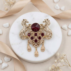 Imperial Stallion Ruby Shield Brooch