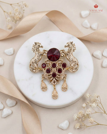 Imperial Stallion Ruby Shield Brooch