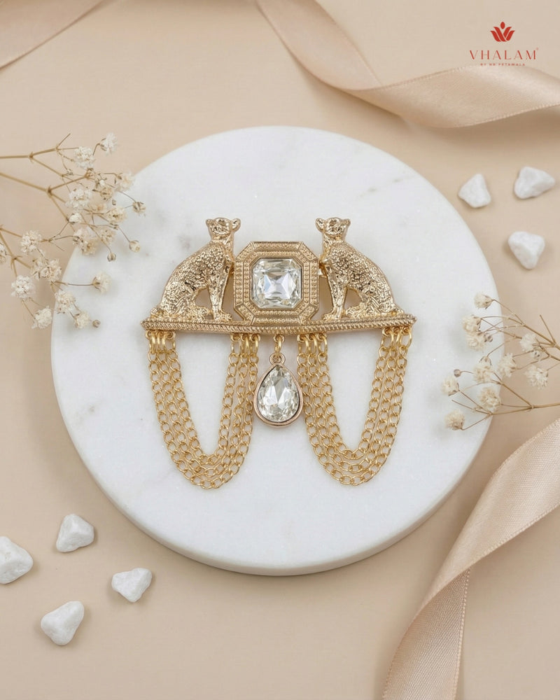 Imperial Panther Crystal & Gold Brooch