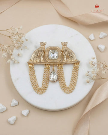 Imperial Panther Crystal & Gold Brooch