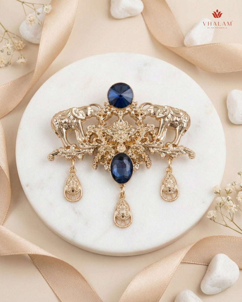 Imperial Elephant Sapphire Shield Brooch
