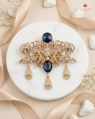 Imperial Elephant Sapphire Shield Brooch