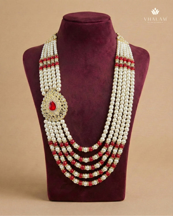 Imperial Ruby Five-Layer Pearl Mala