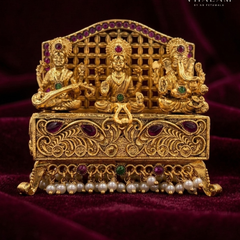 Divine Trinity Sindoor Box – Lakshmi Saraswati Ganesh Kumkum Dibbi