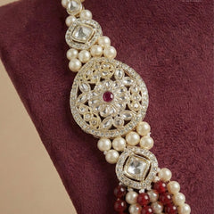 Dulha Ruby-Maroon & Pearl Layered Mala