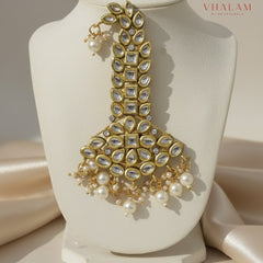 Classic Gold Polki Kundan Pearl Turban Brooch