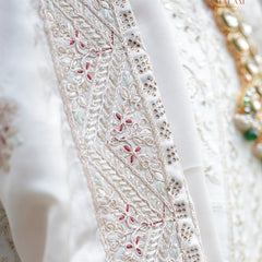 Elegant Cream Shawl with Subtle Maroon and Gold Detailing