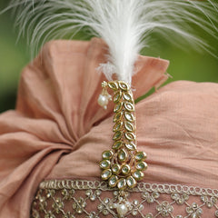 Blush Peach Groom Turban with Kundan Brooch