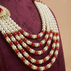 Imperial Ruby Five-Layer Pearl Mala