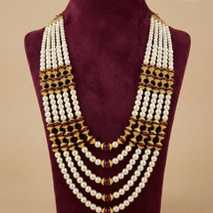Dulha Royal Maroon & Pearl Layered Mala