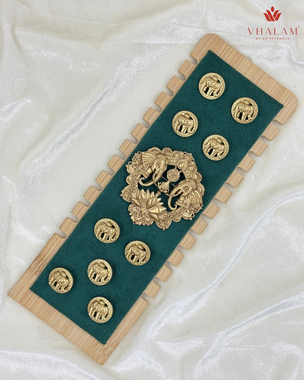 Shahi Gajraj Lotus Heritage Brooch & Button Set