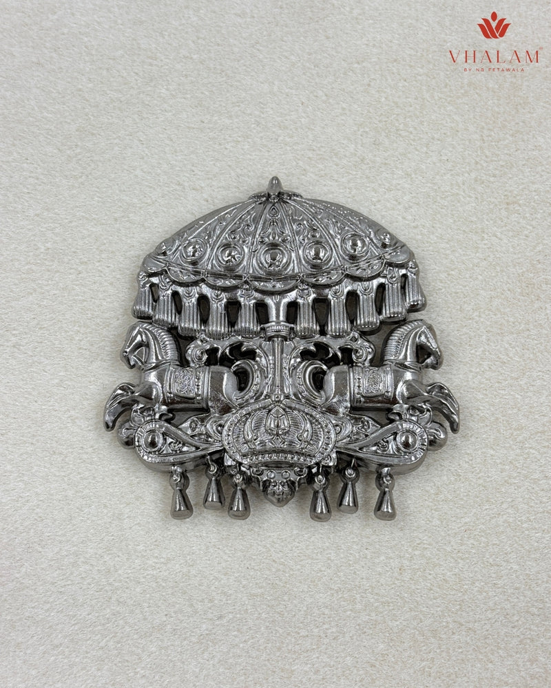 Heritage Horse Carriage Silver Button & Brooch Set