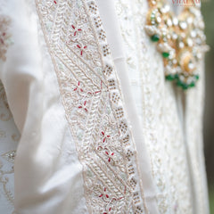 Elegant Cream Shawl with Subtle Maroon and Gold Detailing