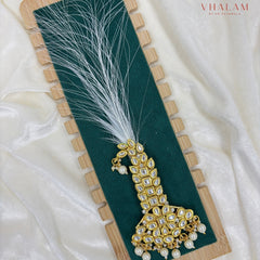 Classic Gold Polki Kundan Pearl Turban Brooch