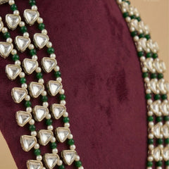 Dulha Green Bead & Triangle 3-Layer Graduated Pearl Mala