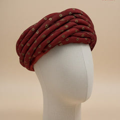 Maroon Bandhani Print Rajasthani Pagdi