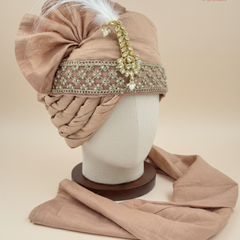 Dusty Rose Silk Groom Pagdi