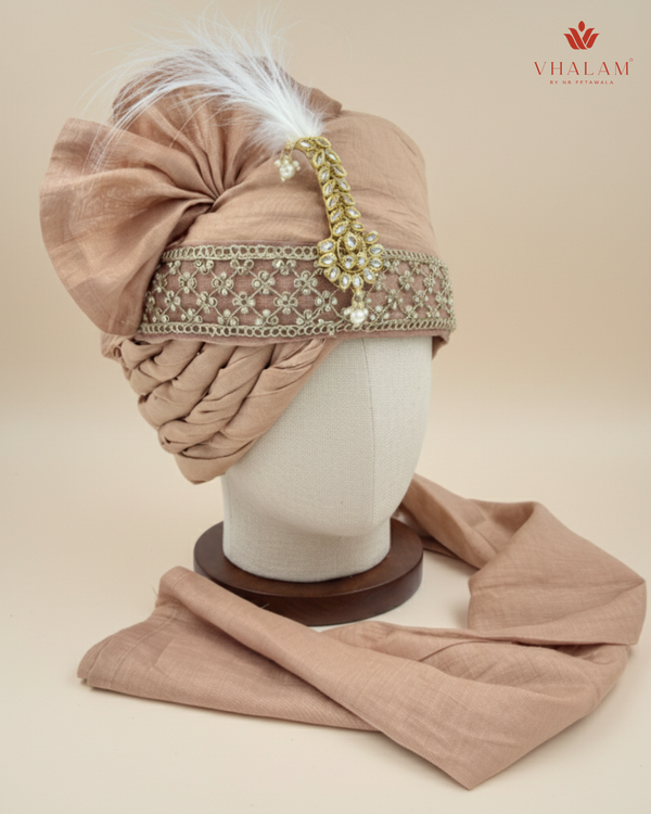 Dusty Rose Silk Groom Pagdi