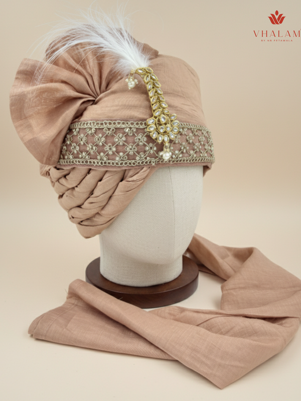 Dusty Rose Silk Groom Pagdi