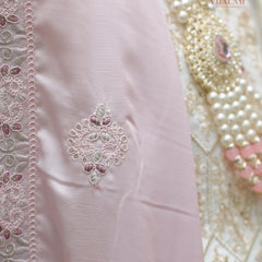 Elegant Baby Pink Embroidered Silk Shawl for Groom