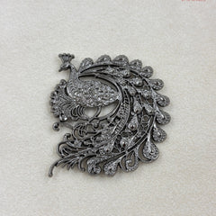 Imperial Peacock Silver Button & Brooch Set