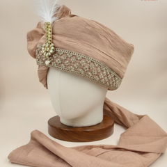 Dusty Rose Silk Groom Pagdi