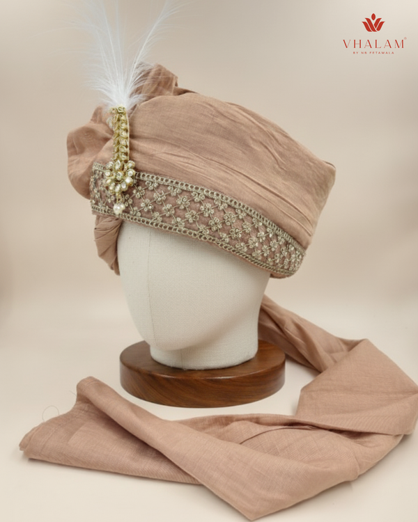 Dusty Rose Silk Groom Pagdi