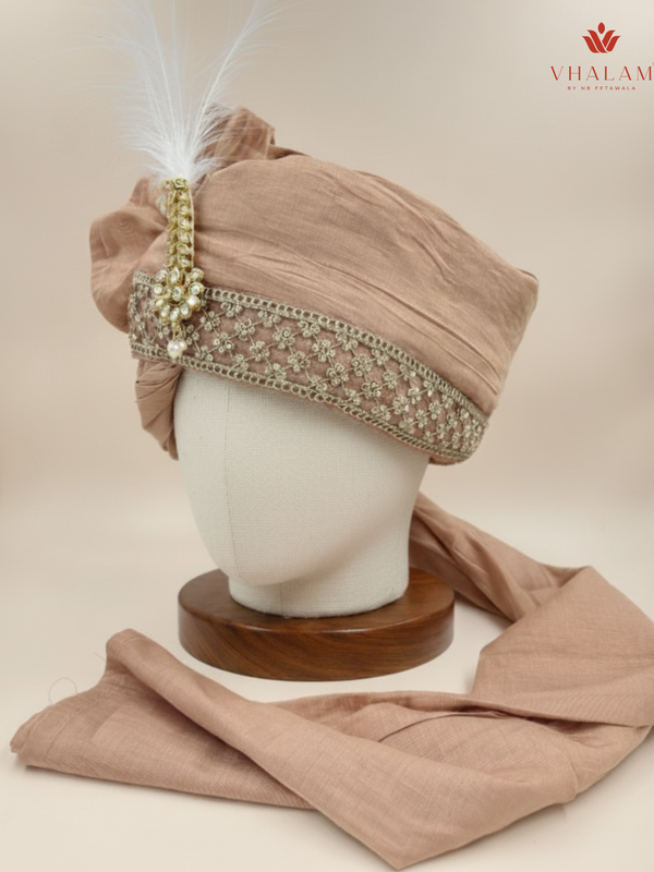 Dusty Rose Silk Groom Pagdi